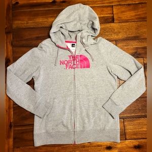 The North Face hoodie, size L, grey & pink